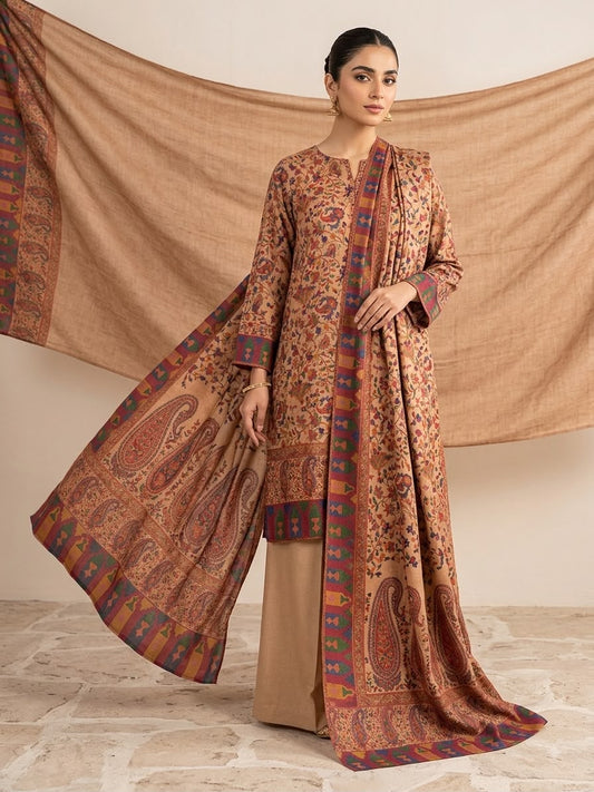 3 Pc Unstitched Kalamkari Pashmina Wool(KSB268)