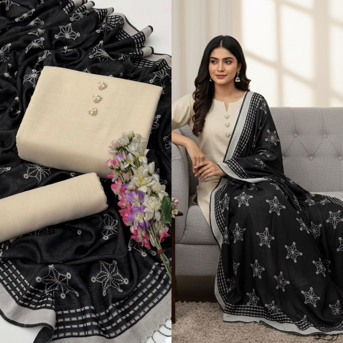 3 Pc Unstitched Dhanak Khaadi