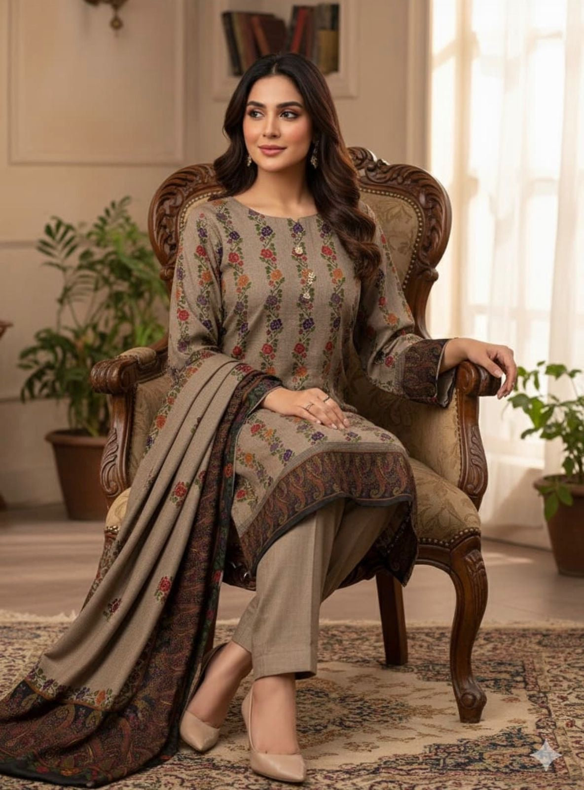 3 Pc Unstitched Kalamkari Pashmina Wool