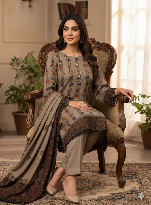 3 Pc Unstitched Kalamkari Pashmina Wool