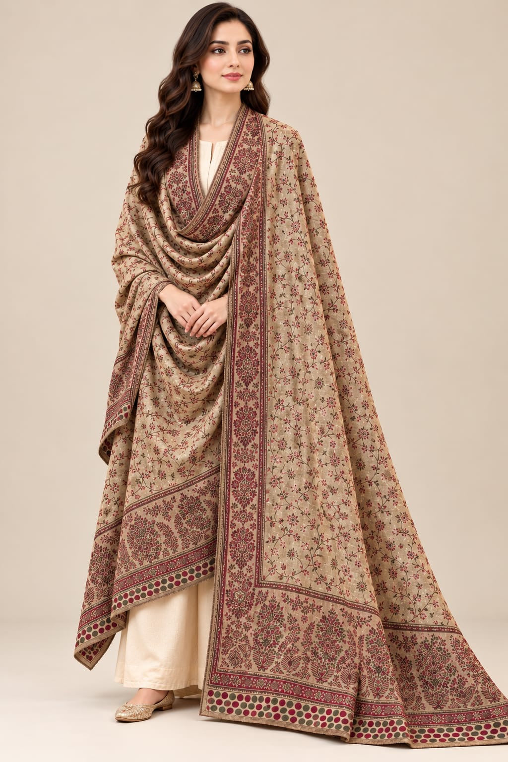 Pure Pashmina Kaani Work Shawl (KB-21S1)
