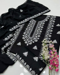 3 pc Unstitched Black n White lawn Collection