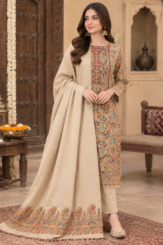 3 Pc Unstitched Kani Pashmina Wool Jaal Collection