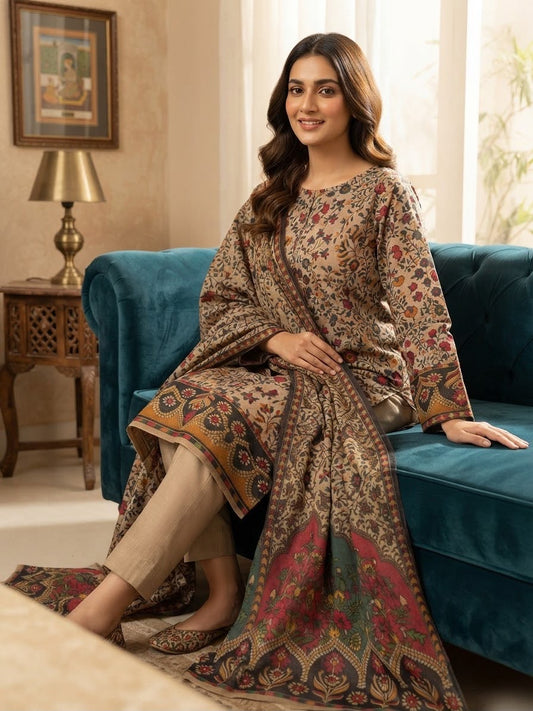 3 Pc Unstitched Kalamkari Pashmina Wool(J101)
