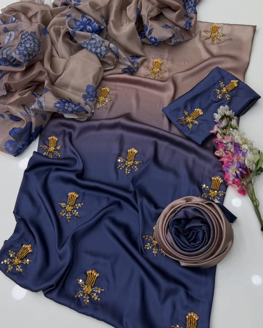 3 Pc Unstitched Shamoze Silk Digital Tye N Dye(KBS022A)