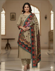 3 Pc Unstitched Kalamkari Pashmina Wool (KSB03)