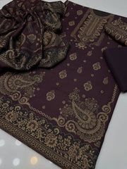 3 Pc Unstitched Pashmina Wool Jacquard