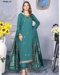 3 Pc Unstitched Lawn Jaquard Banarsi