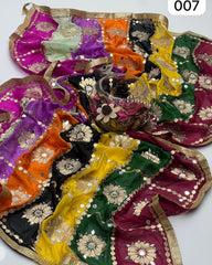 Silk Multi Patches Gotta,Pasting Mirror & Beads 4 Sided Lace Work  Dupatta KSB0K12