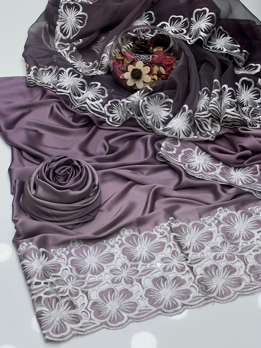 3 Pc Unstitched 2 Tune Shamoze Silk Bareeza