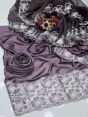 3 Pc Unstitched 2 Tune Shamoze Silk Bareeza