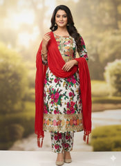 3 Pc Unstitched Pure Marina All Over Digital Print