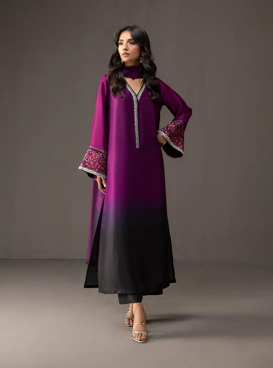 3 Pc Unstitched Shamoz Silk 2 Tone