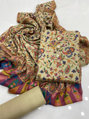 3 Pc Unstitched Kalamkari Pashmina Wool
