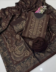 3 Pc Unstitched Pashmina Wool Jacquard