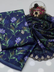 3 Pc Unstitched Shamoze Silk Digital Print Sequence Emb