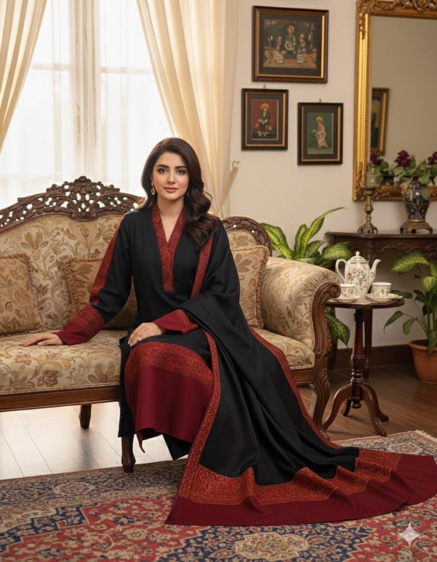 3 Pc Unstitched Pashmina Wool Moon Light (W001)