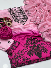 3 Pc Unstitched Shamoze Silk Digital Print