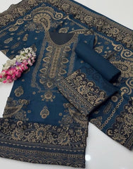 3 Pc Unstitched Pashmina Wool Jacquard