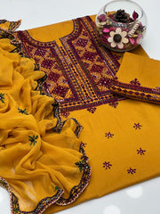 3 Pc Unstitched Baloch’s Sheesha Lawn