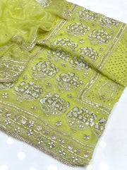 2 pc unstitched gotta mukesh organza