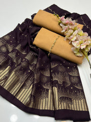 3 Pc Unstitched Dhanak with 3D jacquard shawl