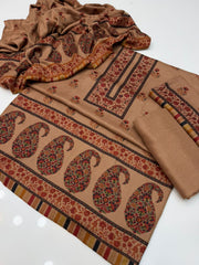 3 Pc Unstitched Kalamkari Pashmina Wool(KSB273)