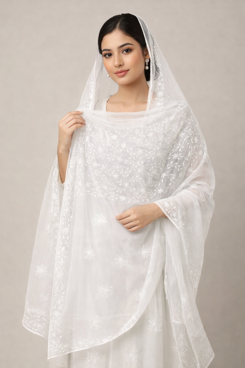 Chiffon Hand Work Kacha Dupatta