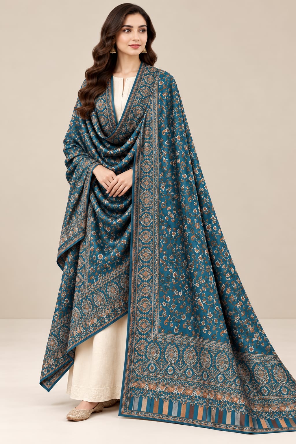 Pure Pashmina Kaani Work Shawl (KB-21B)