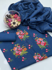 3 Pc Unstitched Dhanak Marina Cross Stitch