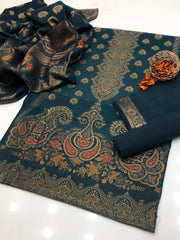 3 Pc Unstitched Lawn All Over Jacquard