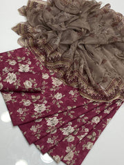 3 Pc Unstitched Digital Print  Swiss Lawn