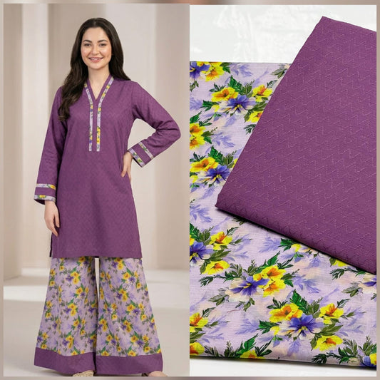 2 Pc Unstitched Lawn Self Jacquard