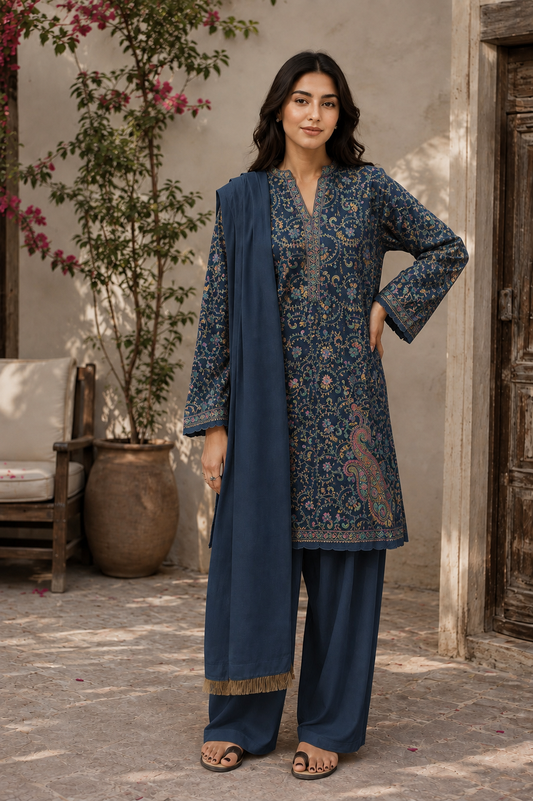 3 Pc  Unstitched  pashmina wool (KBSLHR21)