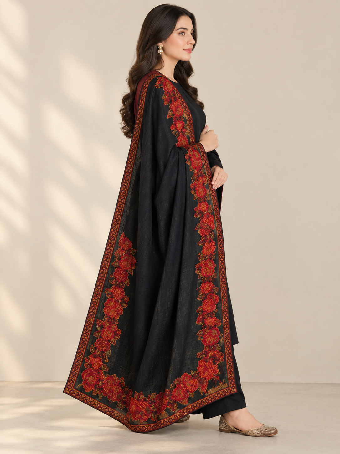 Pashmina wool gulab Kari Shawl