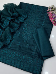 3 Pc Unstitched Viscose Silk Chicken