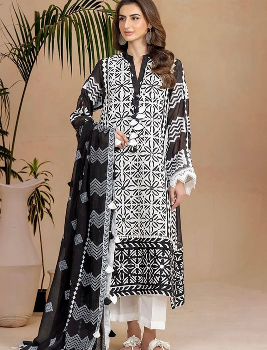 3 Pc Unstitched Shamoze Silk Mirror Digital Prints