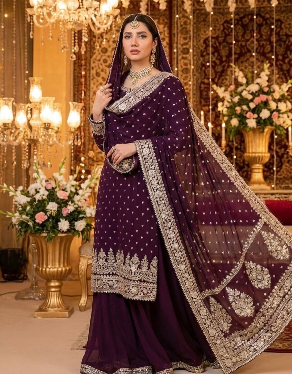 2 Pc Unstitched Bamber pure Chiffon Gotta(KSB0214)