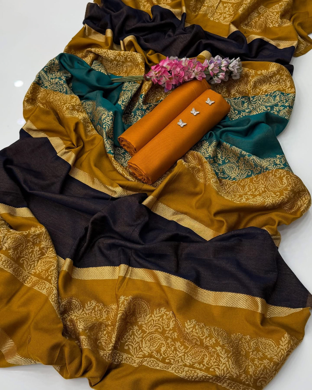 3 Pc Unstitched Dhanak Marina 3D pashmina