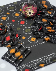 3 Pc Unstitched Shamoze Silk Chunri Print