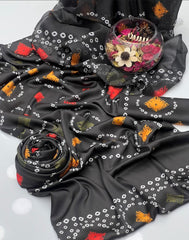 3 Pc Unstitched Shamoze Silk Chunri Print