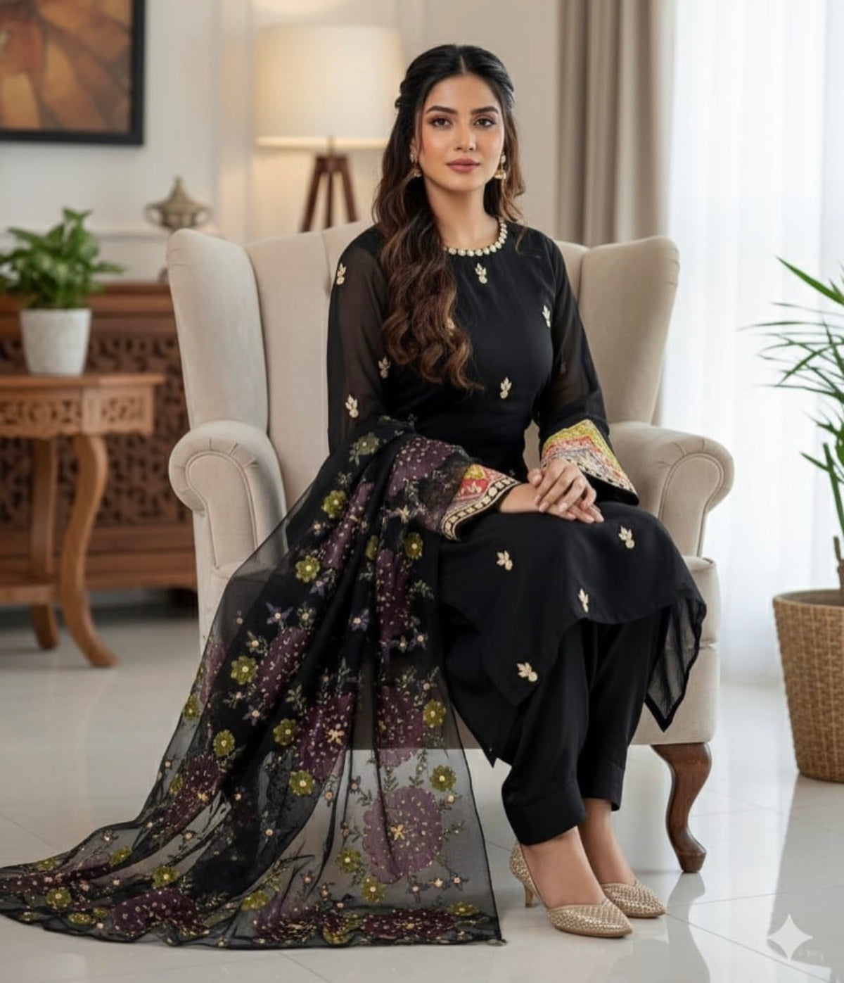 2 Pc Unstitched LCD Gotta Beads Organza (KSB0034)