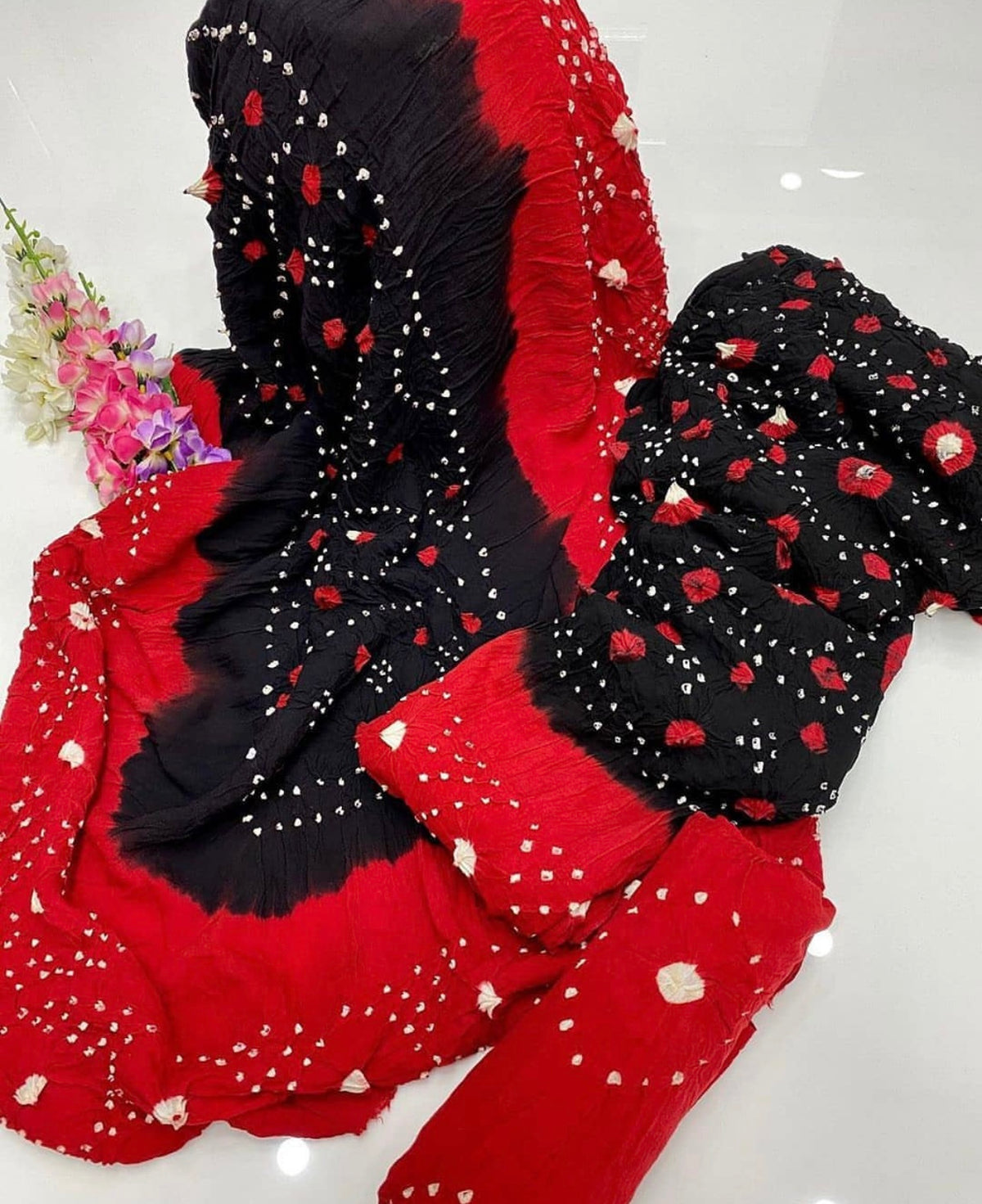 3 Pc Unstitched Rajistani Handmade Chunri