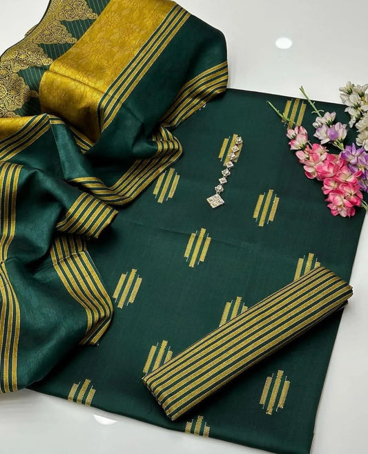 3 pc unstitched banarsi susi silk