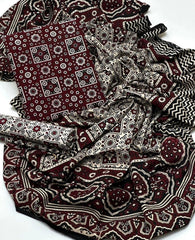 3 PC UNSTITCHED AJRAK PRINT LAWN COTTON