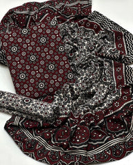 3 PC UNSTITCHED AJRAK PRINT LAWN COTTON