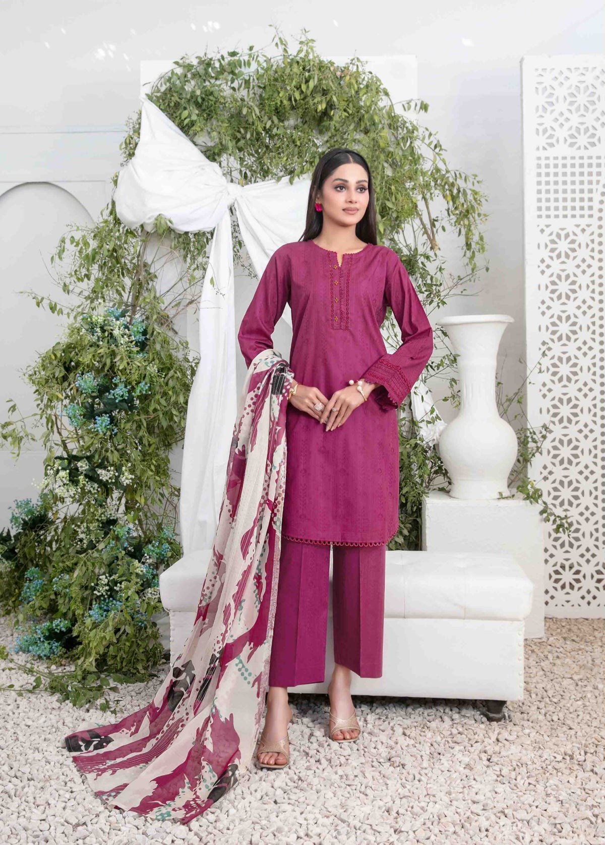 3 Pc Stitched Lawn Jacquard Collection