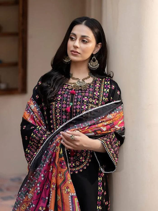 3 Pc Unstitched Dhanak Embroidered