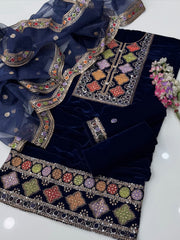 3 Pc Unstitched pure 9000 Micro Velvet