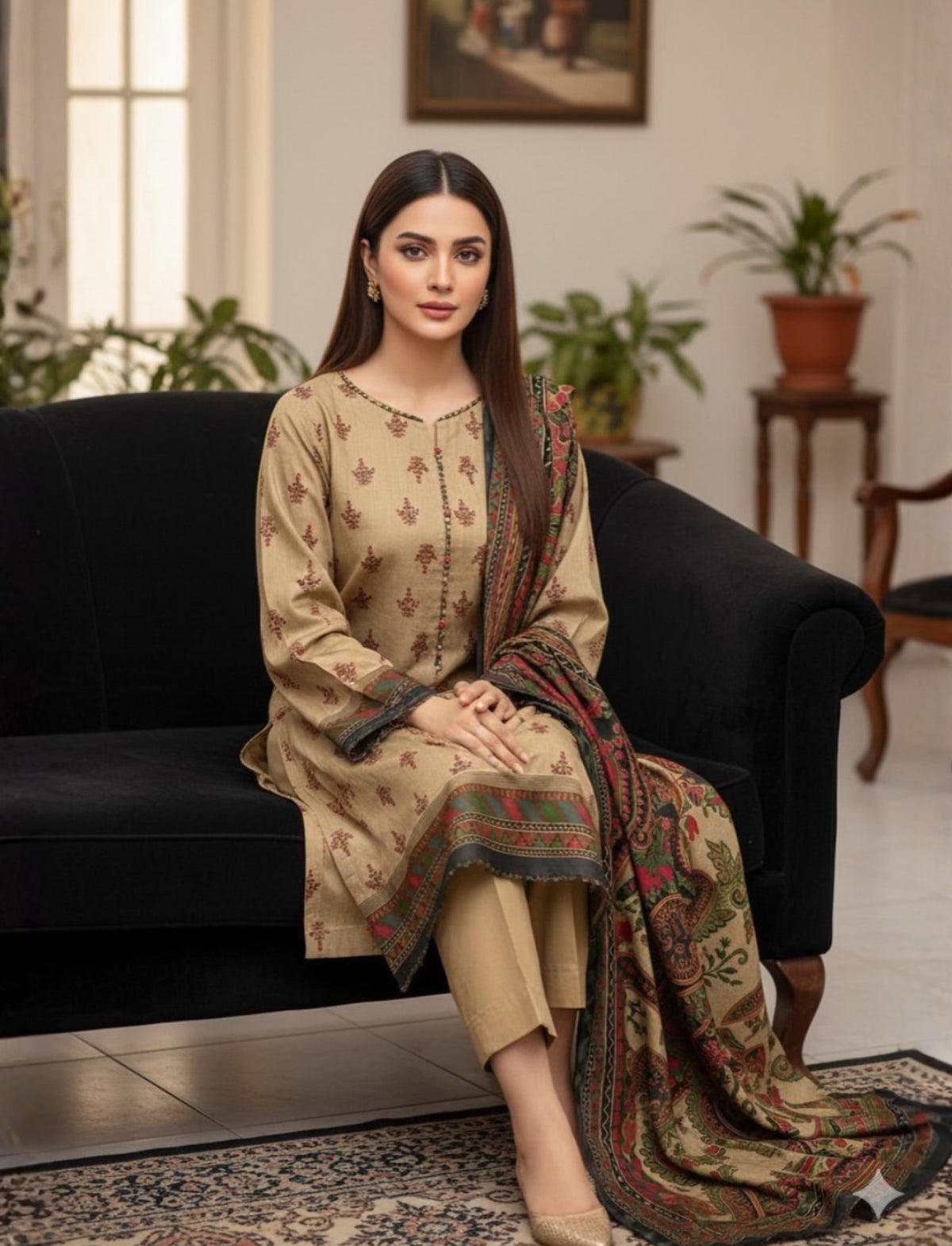 3 Pc Unstitched Kalamkari Pashmina Wool